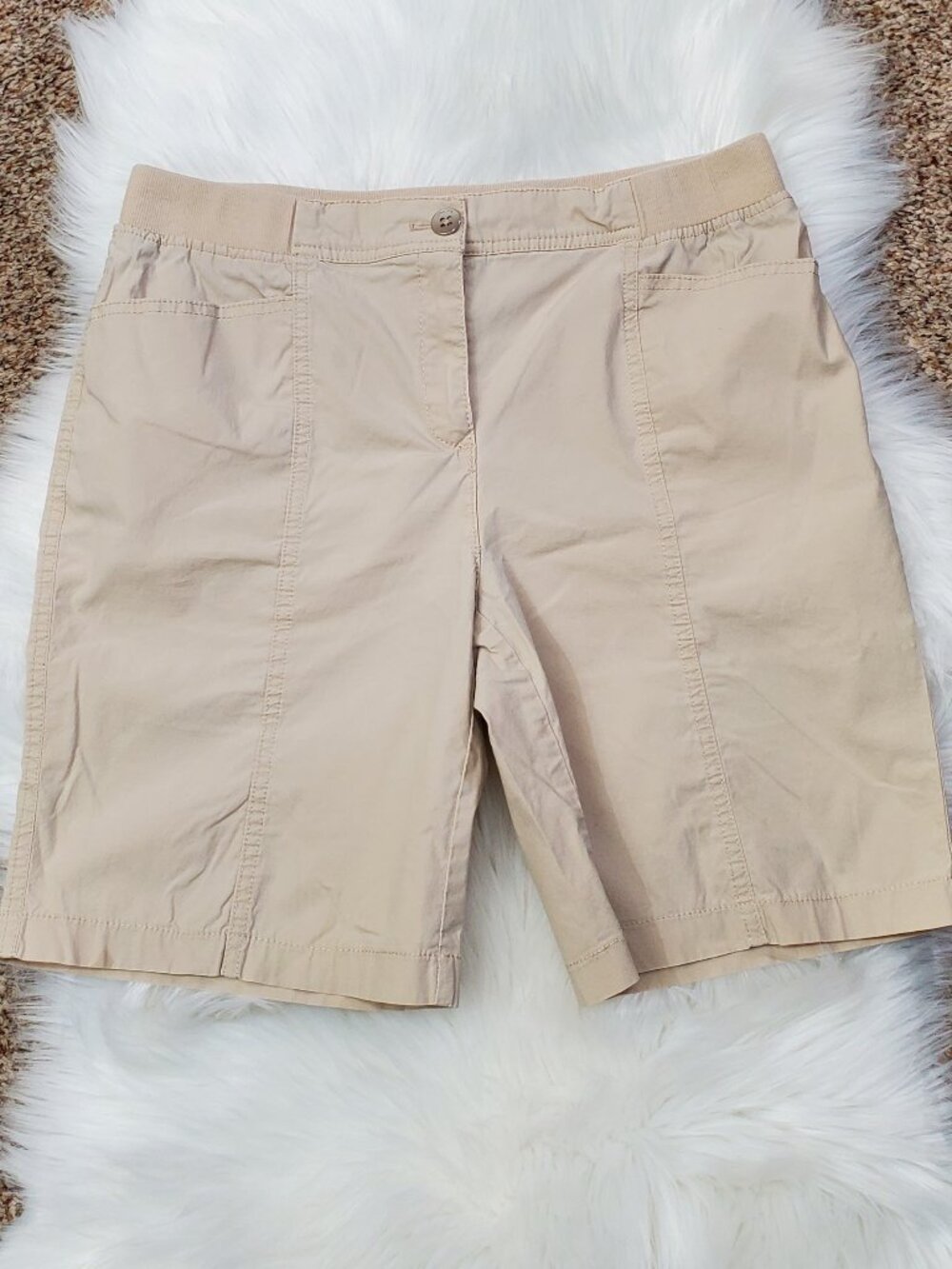 Chico's Fitigues Christa Bermuda Shorts Khaki Size 0 (4)